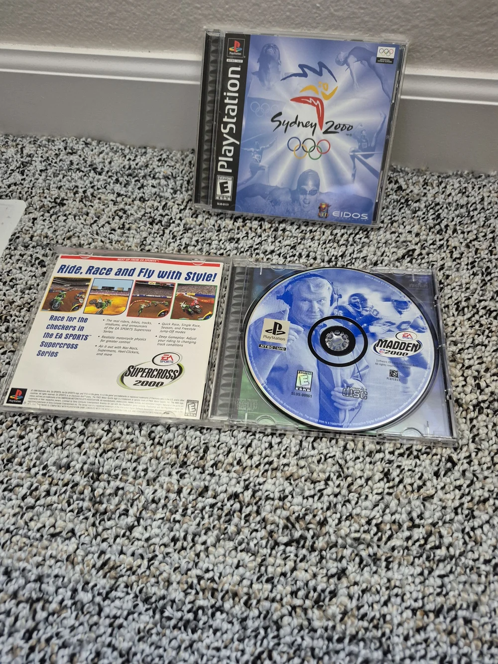 Sony PlayStation Blue and White Game Cases (Madden 2000 & Sydney 2000)